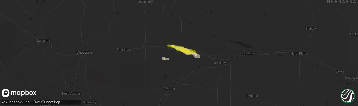 Hail map in Sidney, NE on August 4, 2018