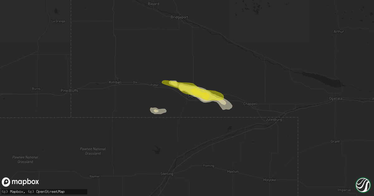 Hail map in Sidney, NE on August 4, 2018