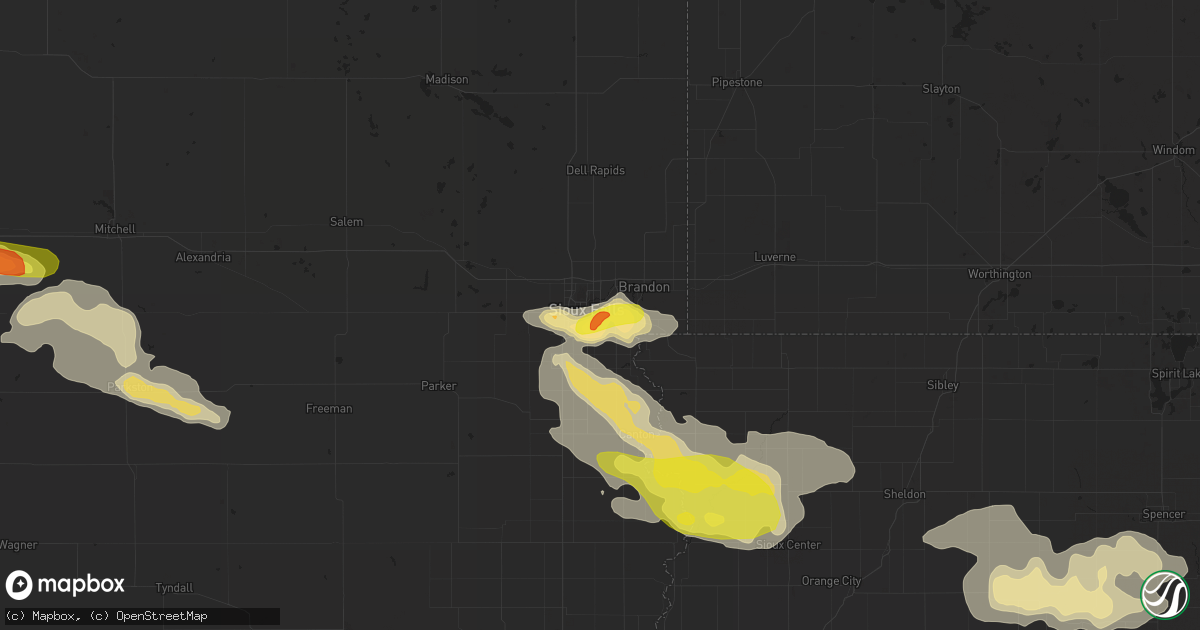 Hail map in Sioux Falls, SD on August 4, 2018