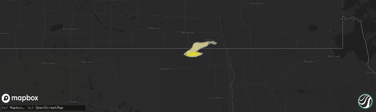 Hail map in Walhalla, ND on August 4, 2018