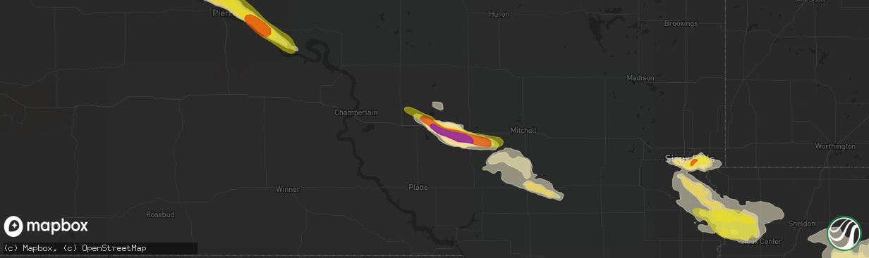 Hail map in White Lake, SD on August 4, 2018