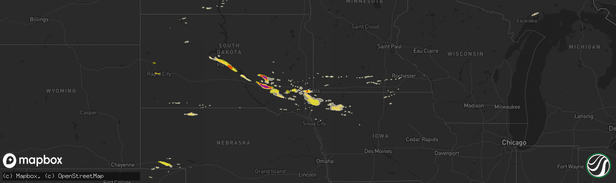 Hail map on August 4, 2018