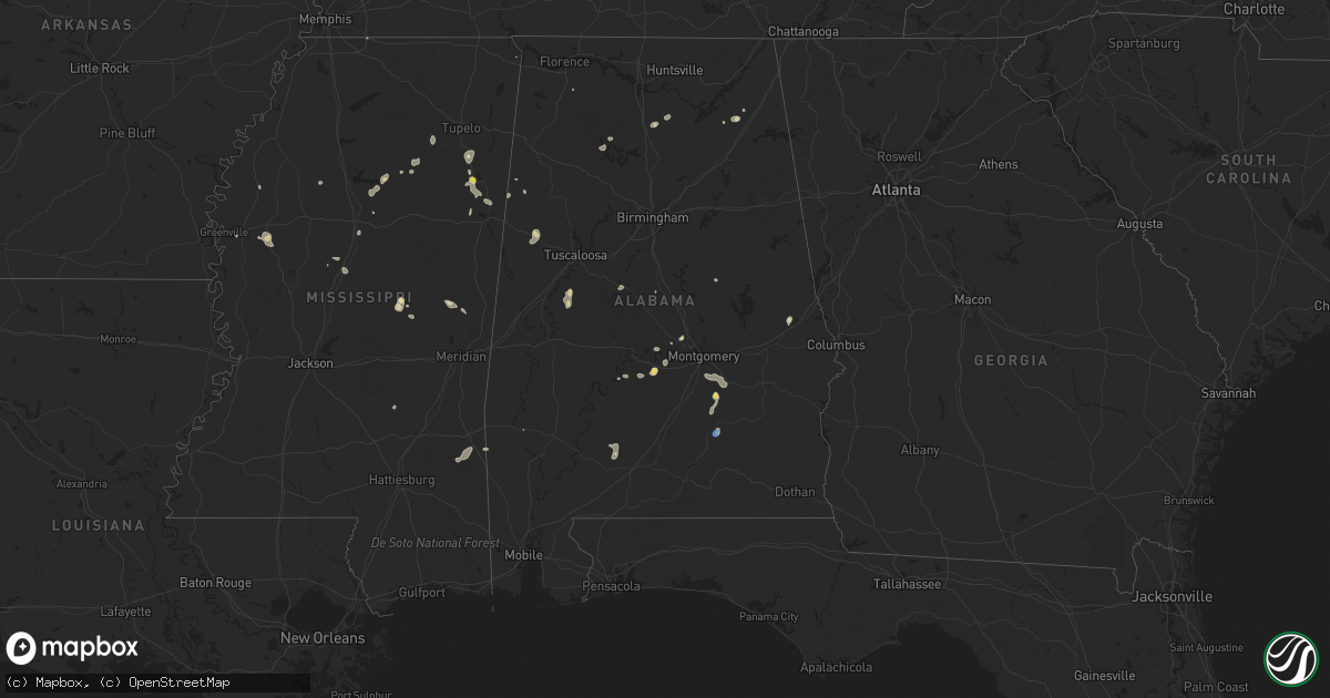 Hail map in Alabama on August 4, 2019