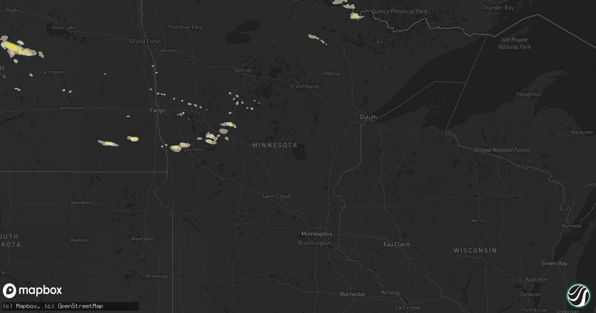 Hail map in Minnesota on August 4, 2019