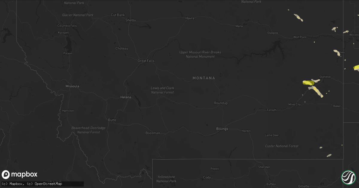 Hail map in Montana on August 4, 2019