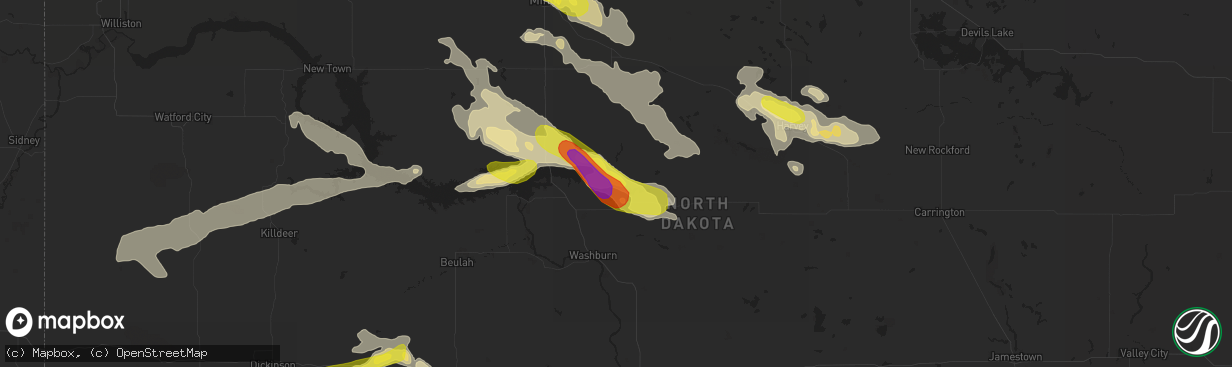 Hail map in Turtle Lake, ND on August 4, 2019