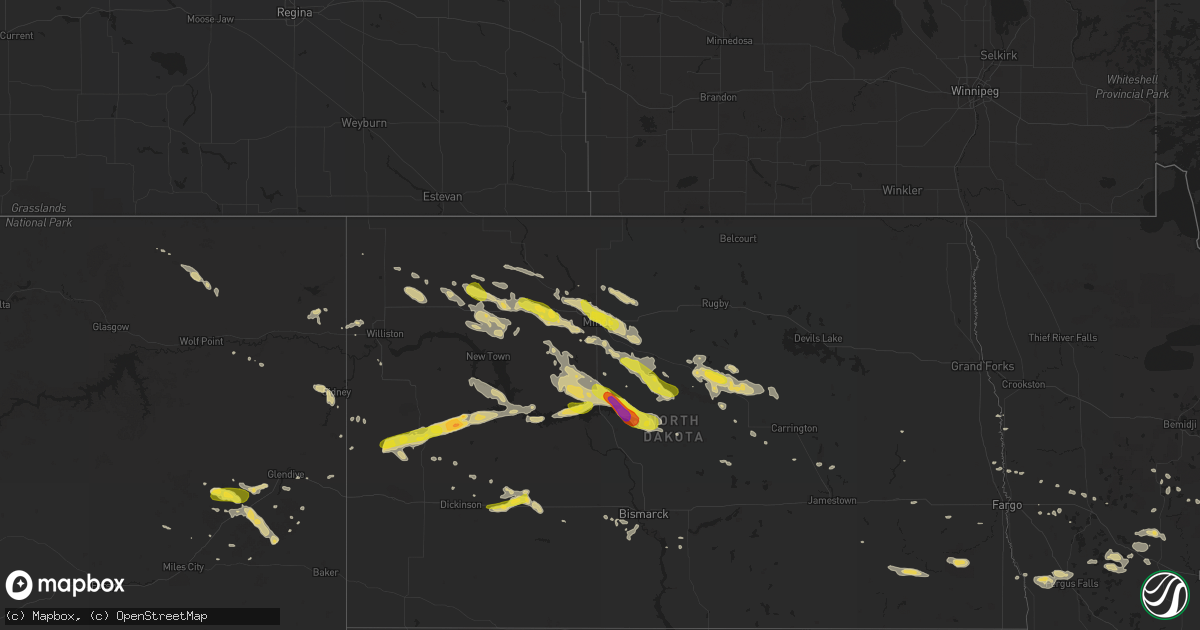 Hail map on August 4, 2019