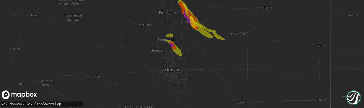 Hail map in Brighton, CO on August 4, 2020