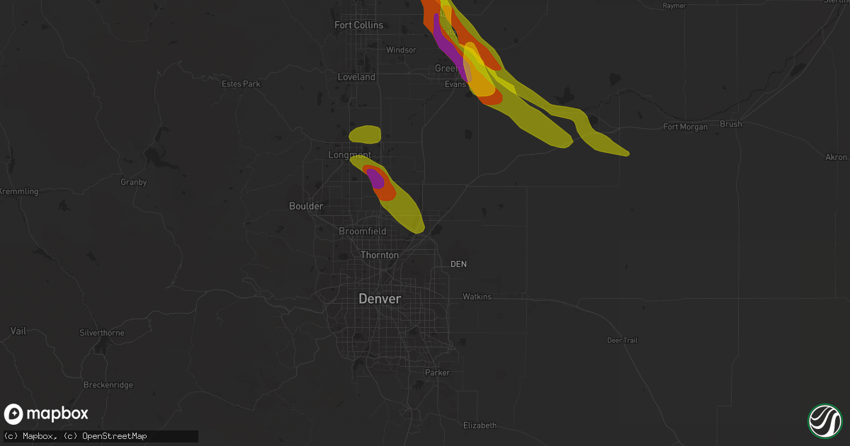 Hail map in Brighton, CO on August 4, 2020