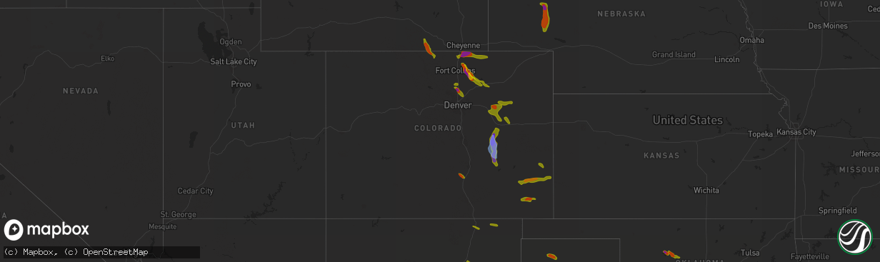 Hail map in Colorado on August 4, 2020