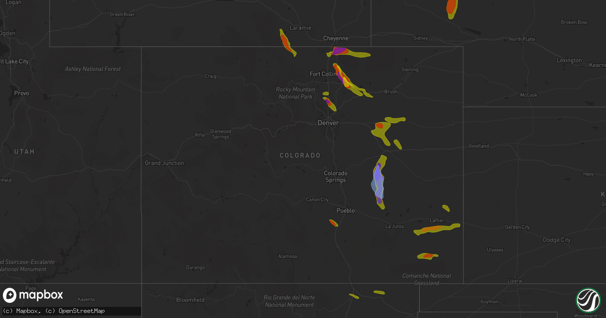 Hail map in Colorado on August 4, 2020