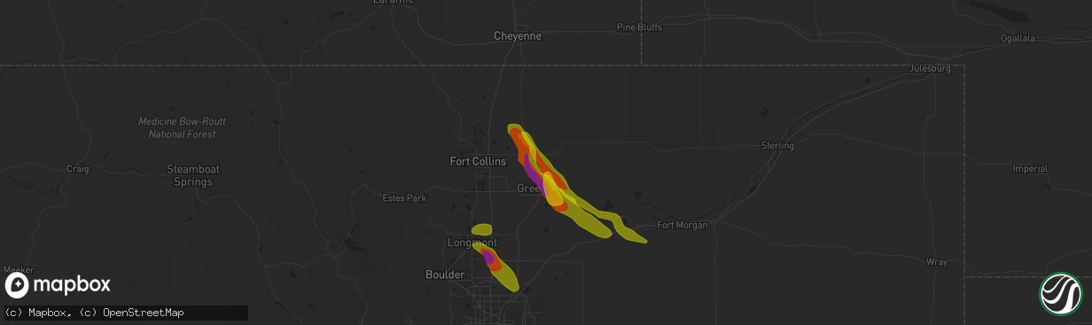 Hail map in Eaton, CO on August 4, 2020