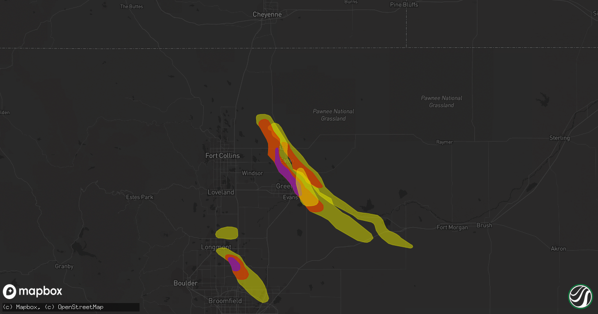Hail map in Eaton, CO on August 4, 2020
