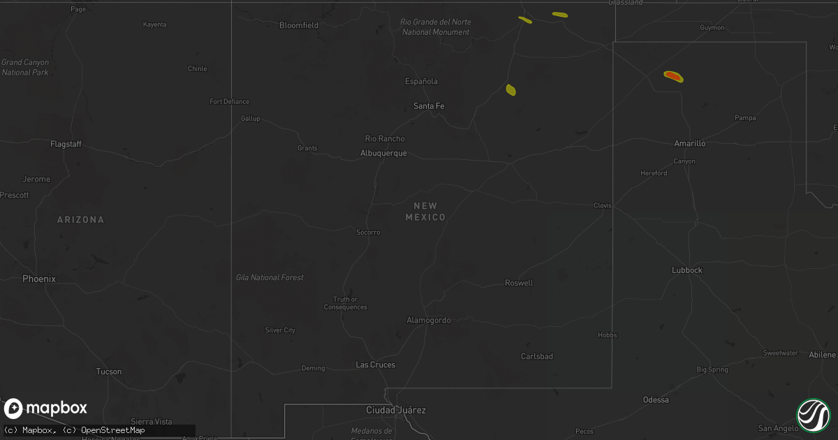 Hail map in New Mexico on August 4, 2020
