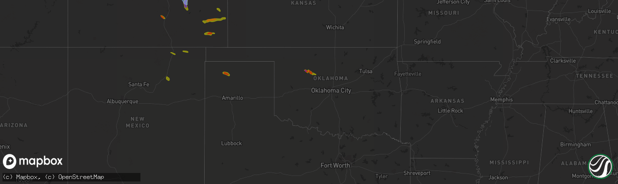 Hail map in Oklahoma on August 4, 2020