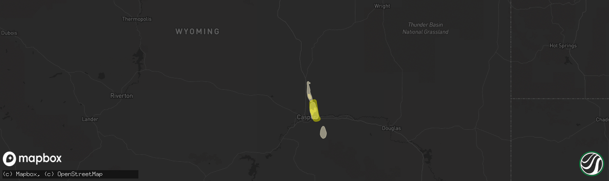 Hail map in Casper, WY on August 4, 2021