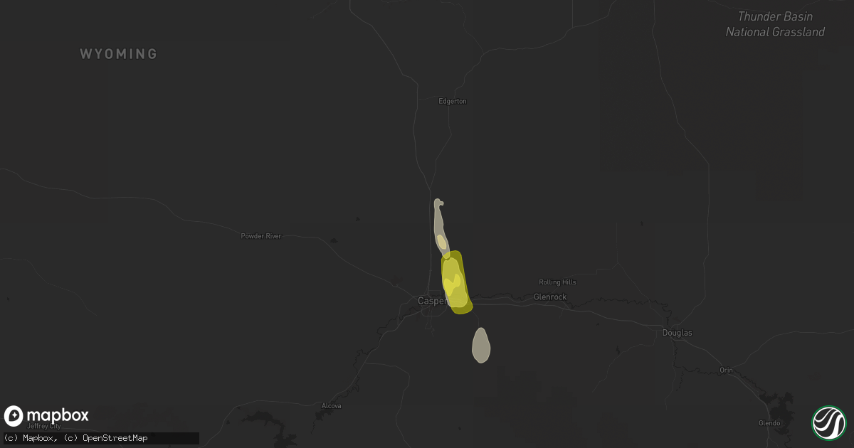 Hail map in Casper, WY on August 4, 2021