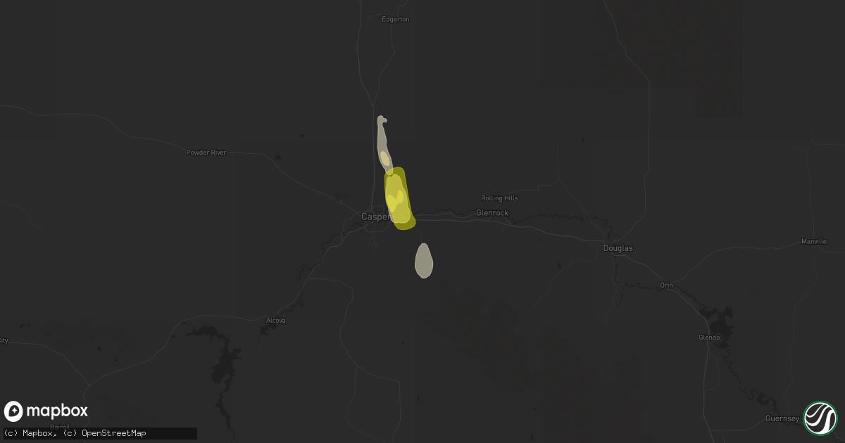 Hail map in Evansville, WY on August 4, 2021