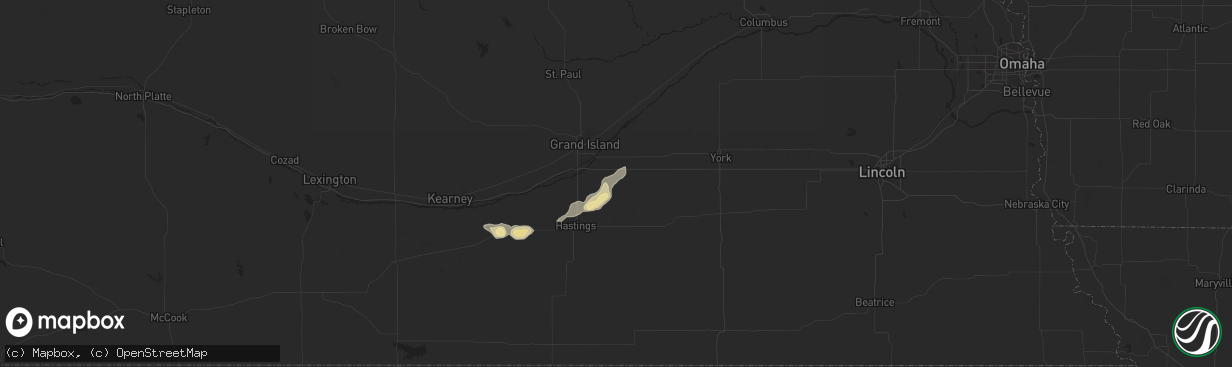 Hail map in Giltner, NE on August 4, 2021