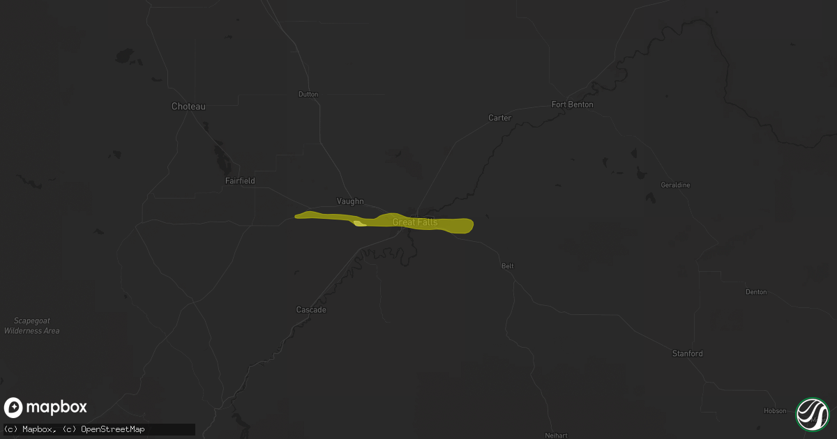 Hail map in Great Falls, MT on August 4, 2021