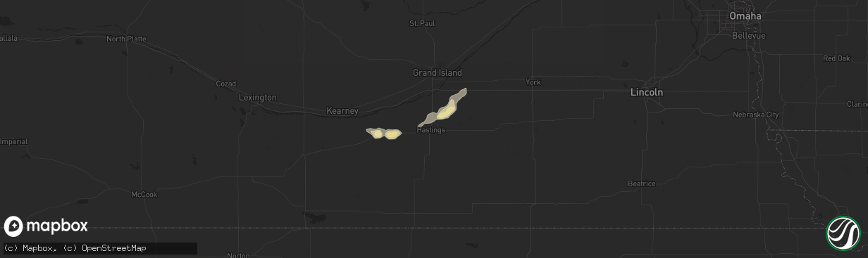 Hail map in Hastings, NE on August 4, 2021