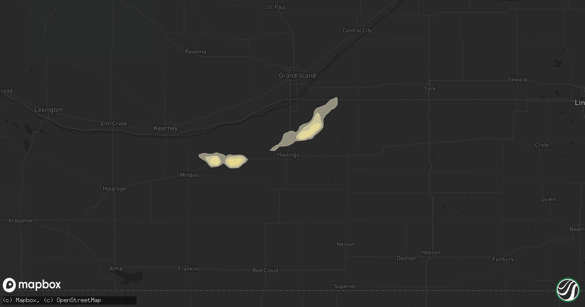 Hail map in Hastings, NE on August 4, 2021