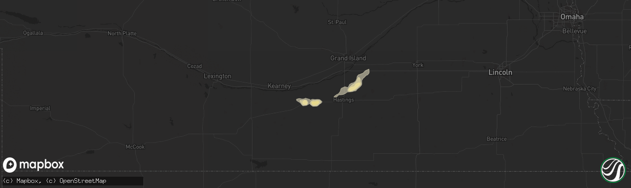 Hail map in Kenesaw, NE on August 4, 2021