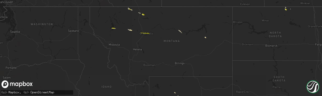 Hail map in Montana on August 4, 2021