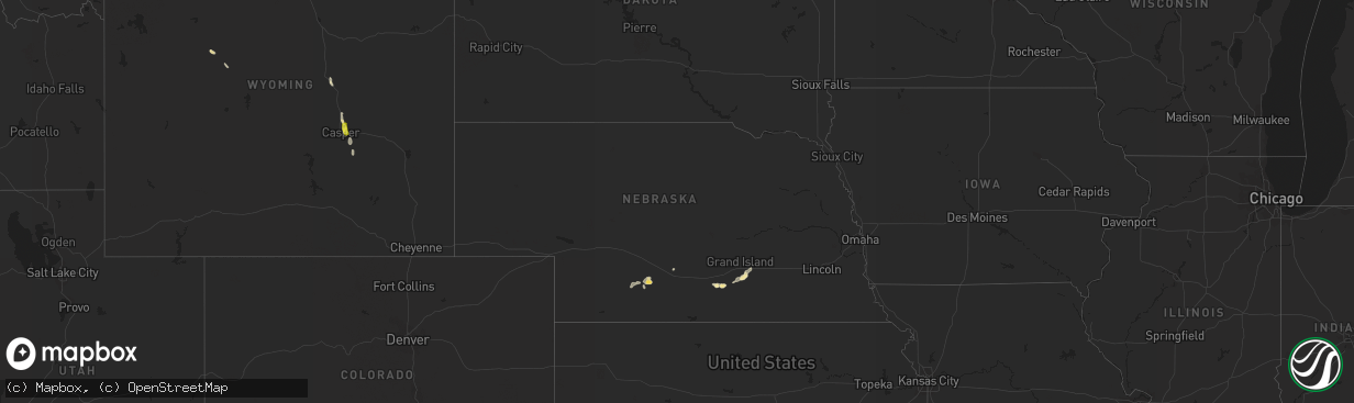 Hail map in Nebraska on August 4, 2021