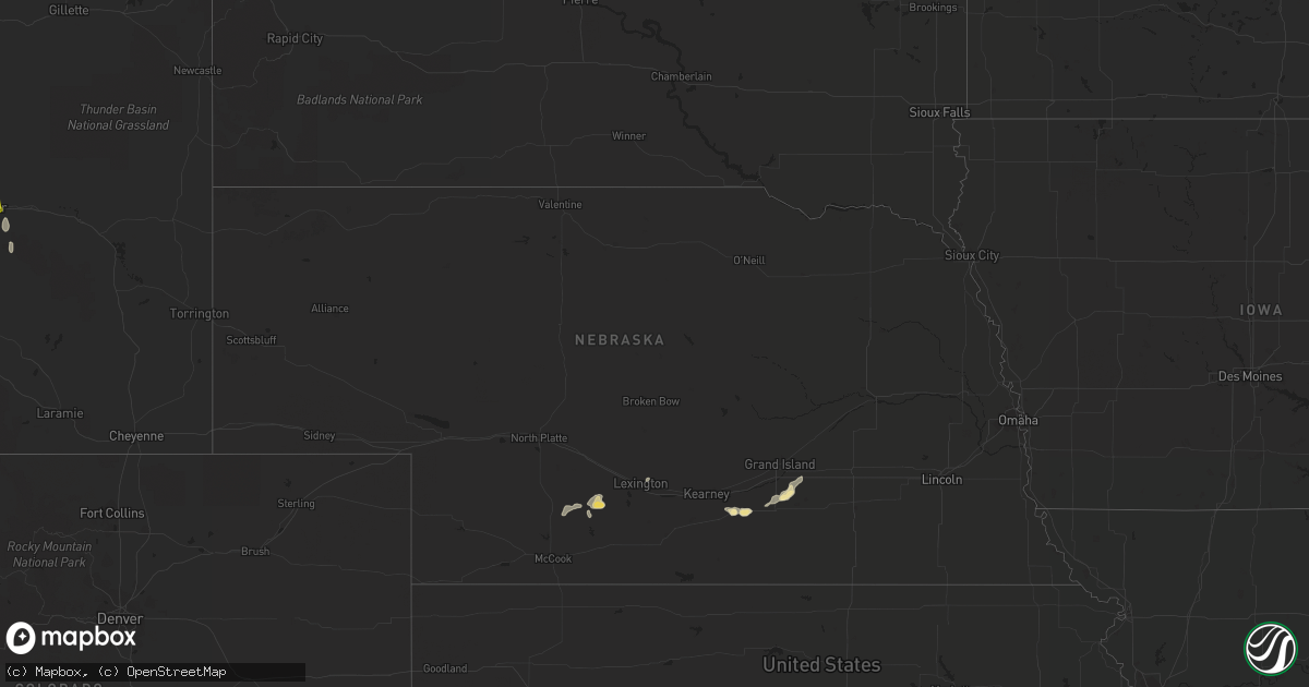 Hail map in Nebraska on August 4, 2021