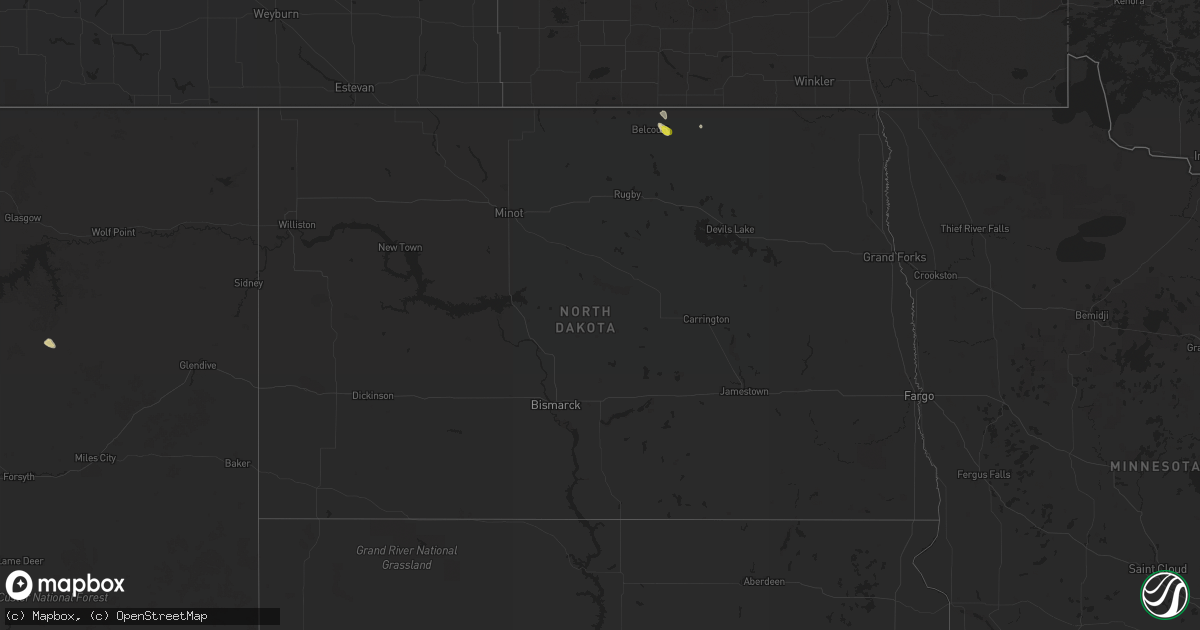 Hail map in North Dakota on August 4, 2021
