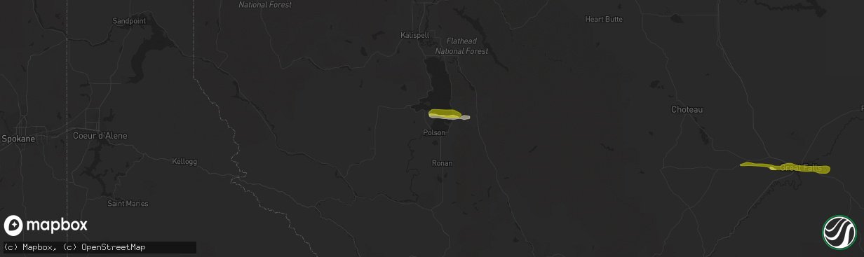 Hail map in Polson, MT on August 4, 2021