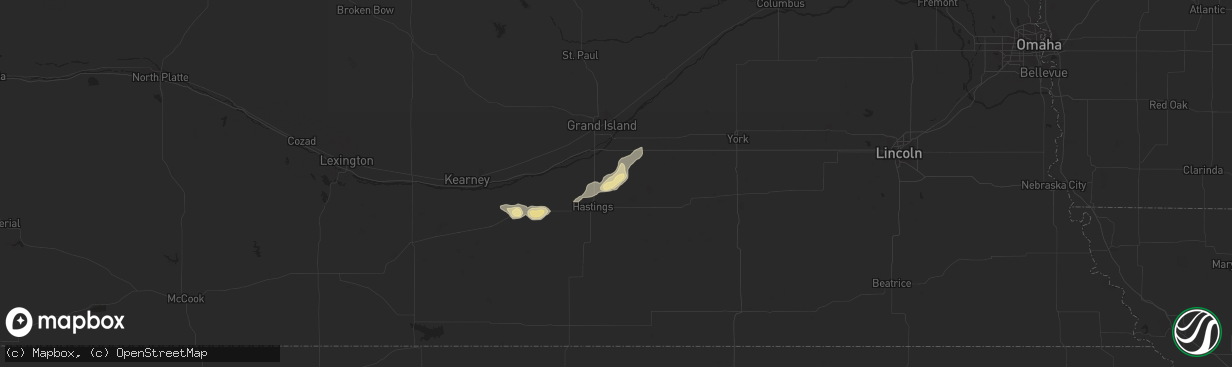 Hail map in Trumbull, NE on August 4, 2021