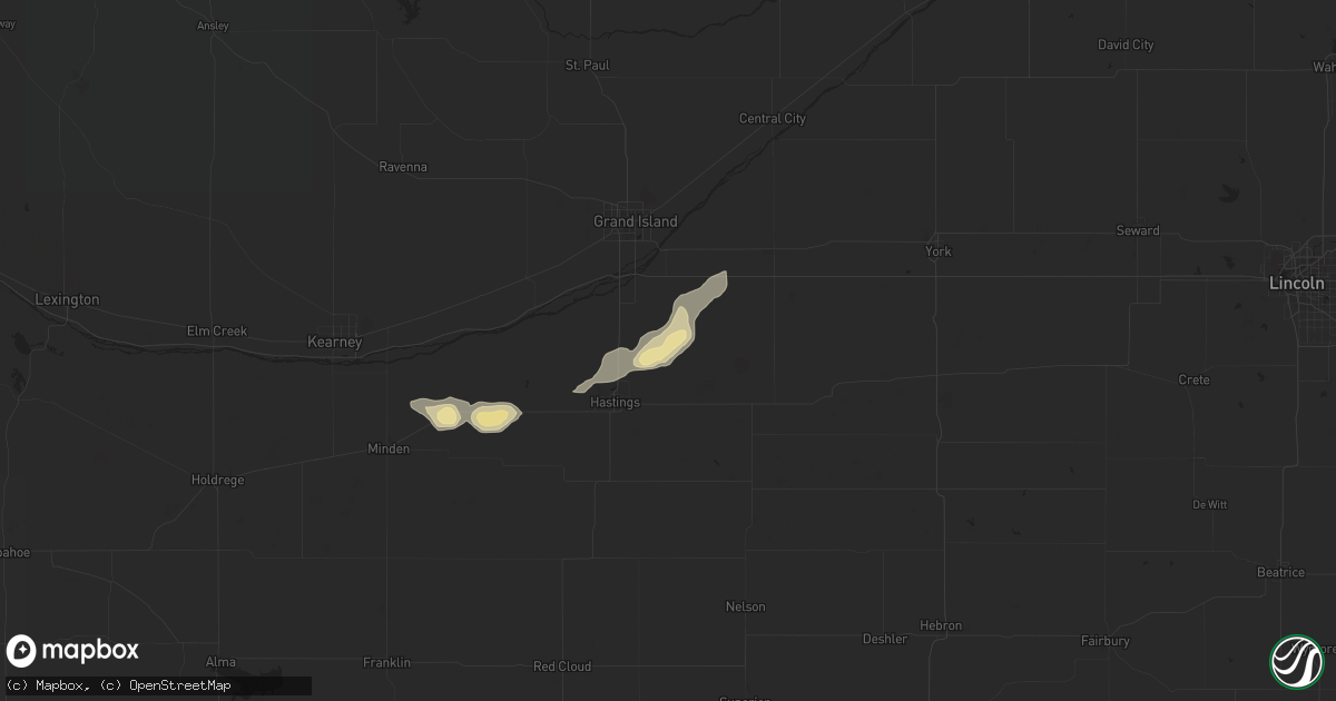 Hail map in Trumbull, NE on August 4, 2021