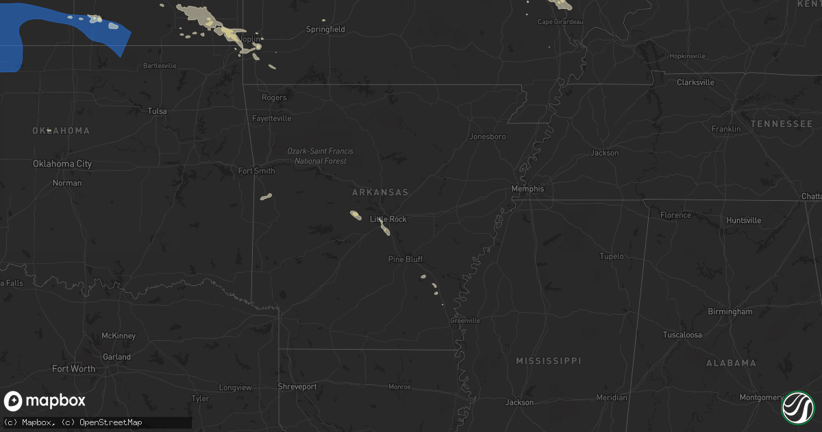 Hail map in Arkansas on August 4, 2023