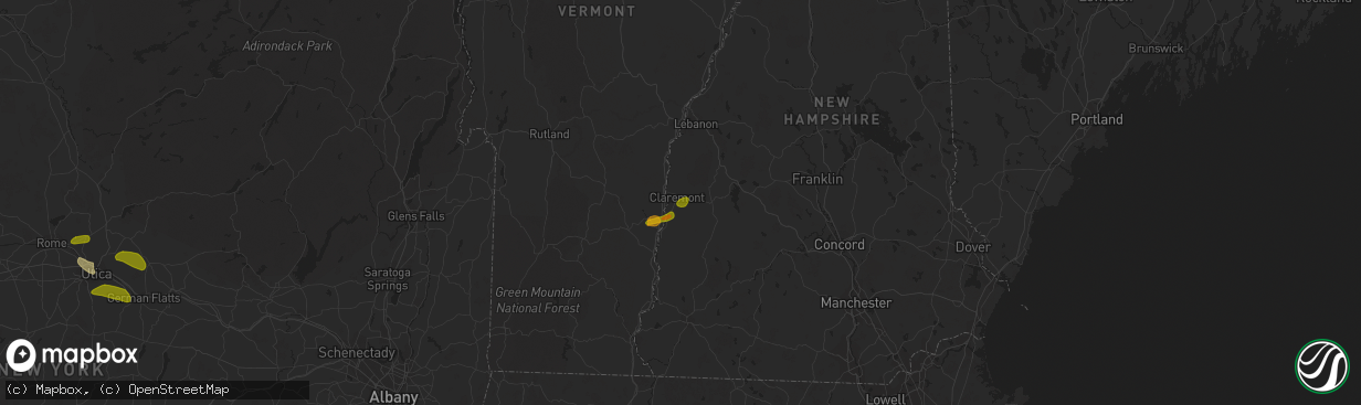 Hail map in Claremont, NH on August 4, 2023