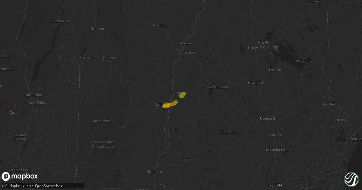 Hail map in Claremont, NH on August 4, 2023