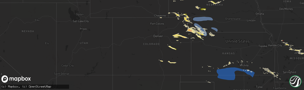 Hail map in Colorado on August 4, 2023