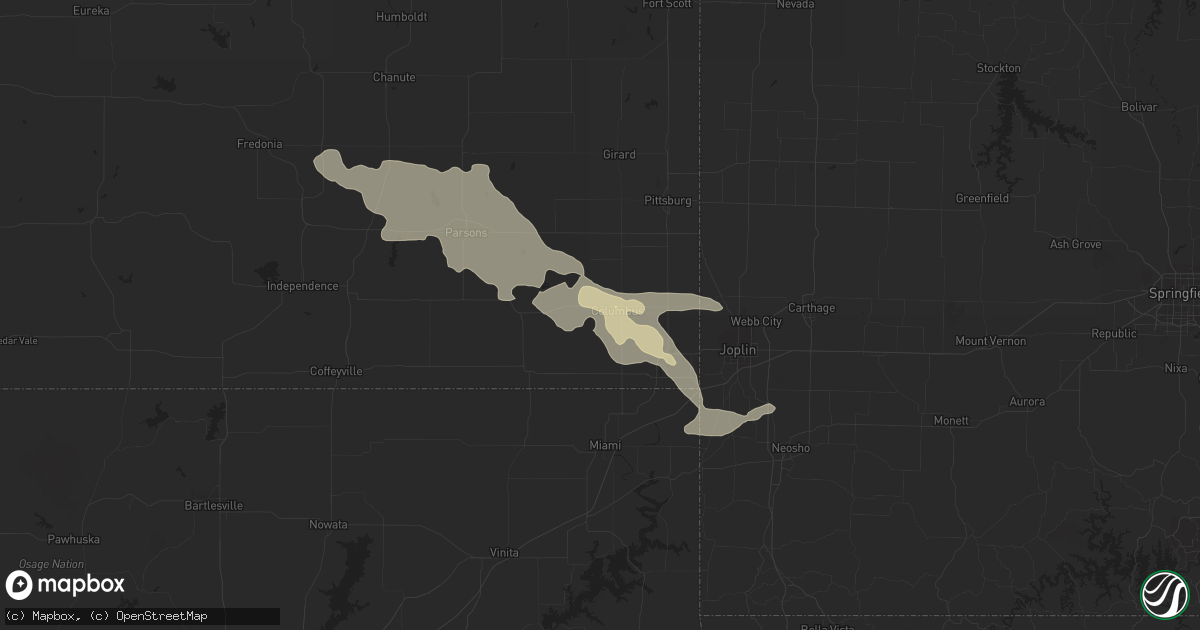 Hail map in Columbus, KS on August 4, 2023