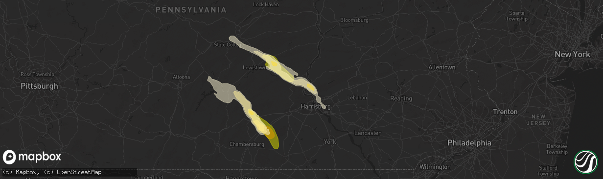 Hail map in Duncannon, PA on August 4, 2023