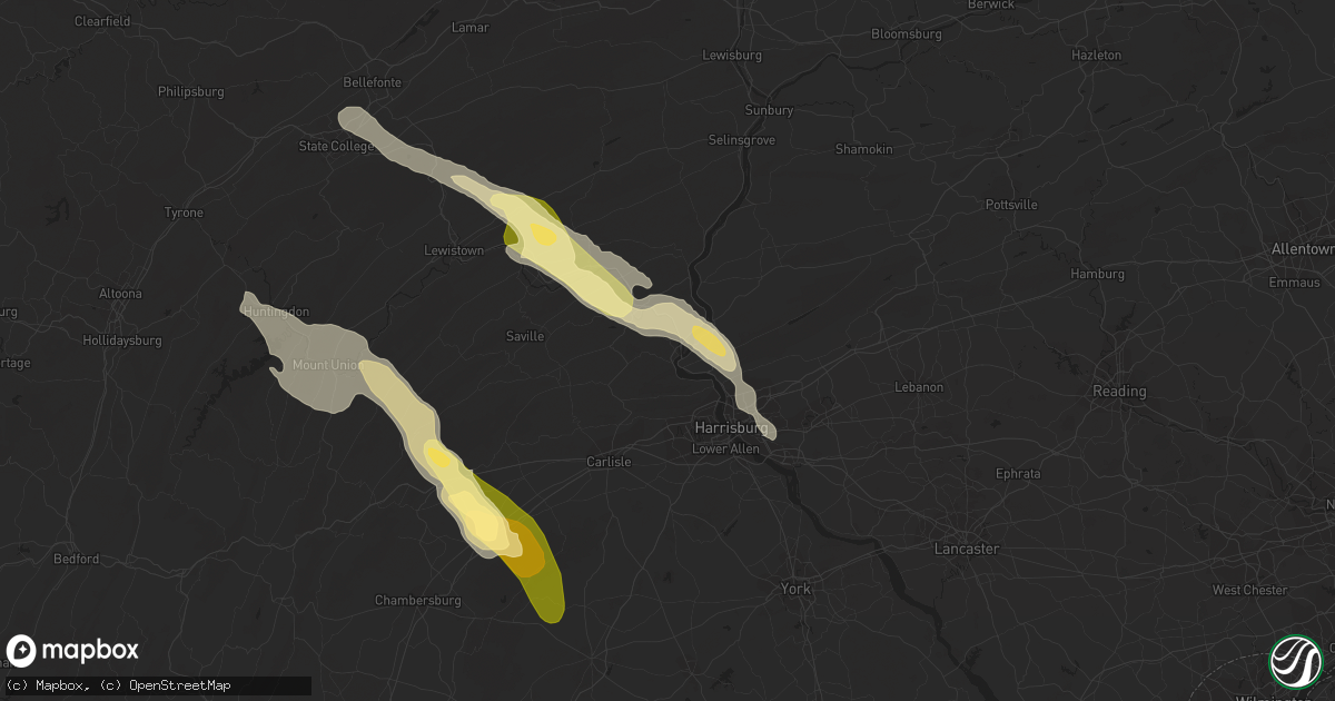 Hail map in Duncannon, PA on August 4, 2023