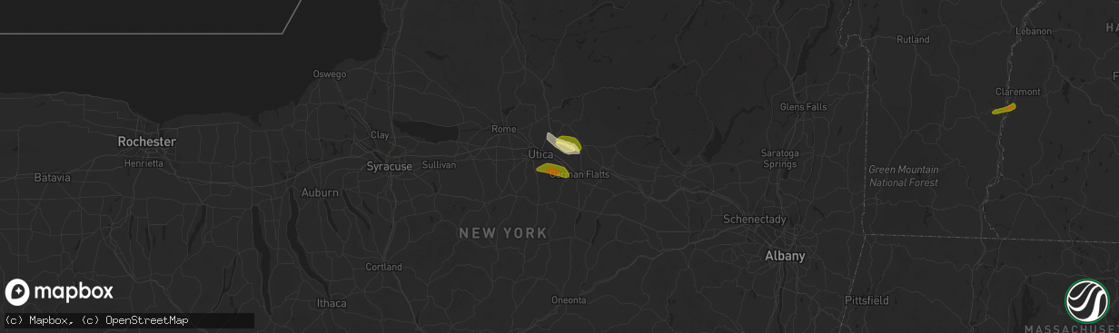 Hail map in Frankfort, NY on August 4, 2023