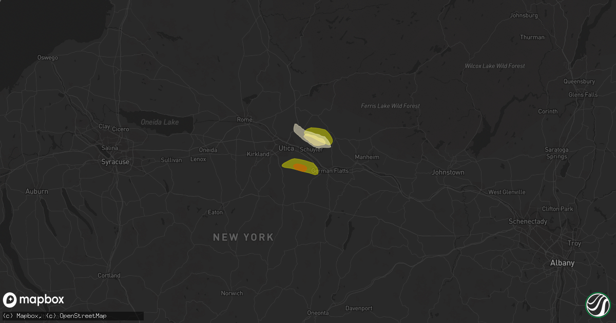 Hail map in Frankfort, NY on August 4, 2023