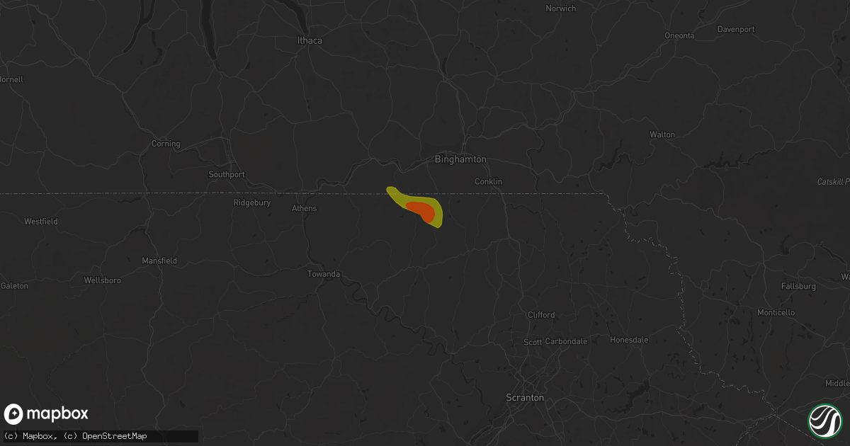 Hail map in Friendsville, PA on August 4, 2023
