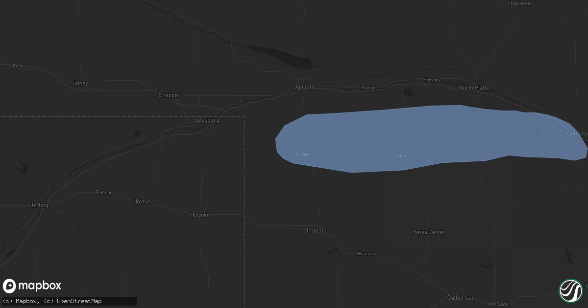 Hail map in Grant, NE on August 4, 2023