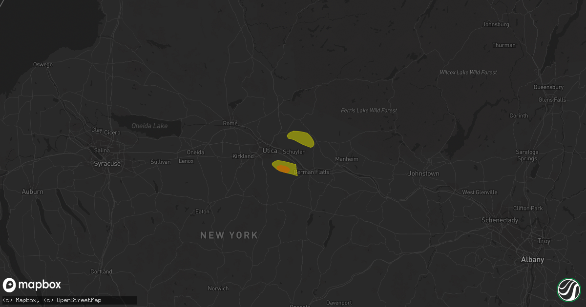 Hail map in Herkimer, NY on August 4, 2023
