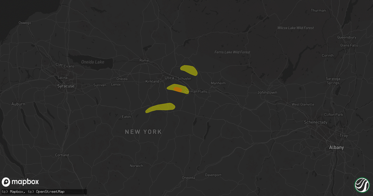 Hail map in Ilion, NY on August 4, 2023
