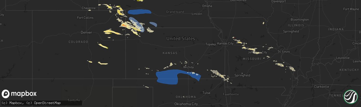 Hail map in Kansas on August 4, 2023