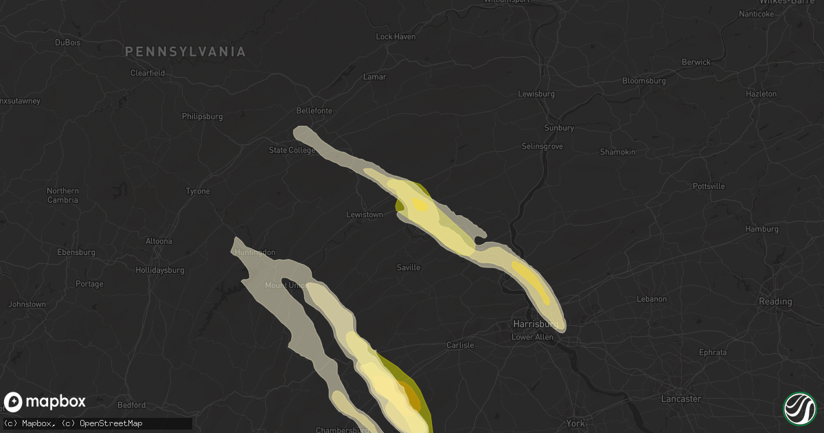 Hail map in Mifflintown, PA on August 4, 2023