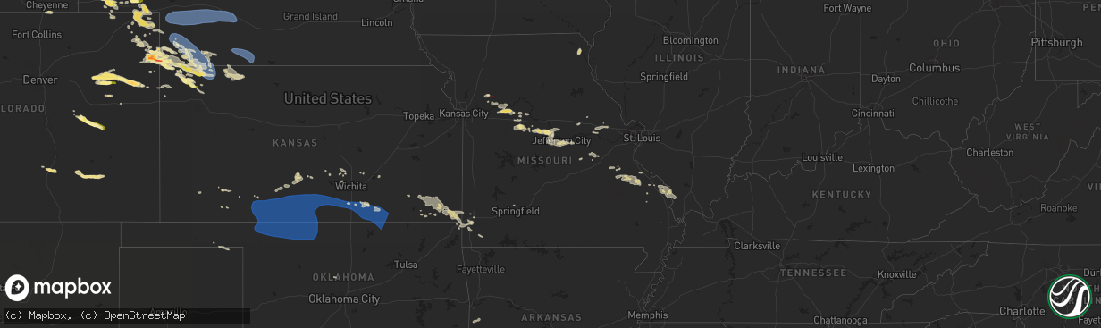Hail map in Missouri on August 4, 2023
